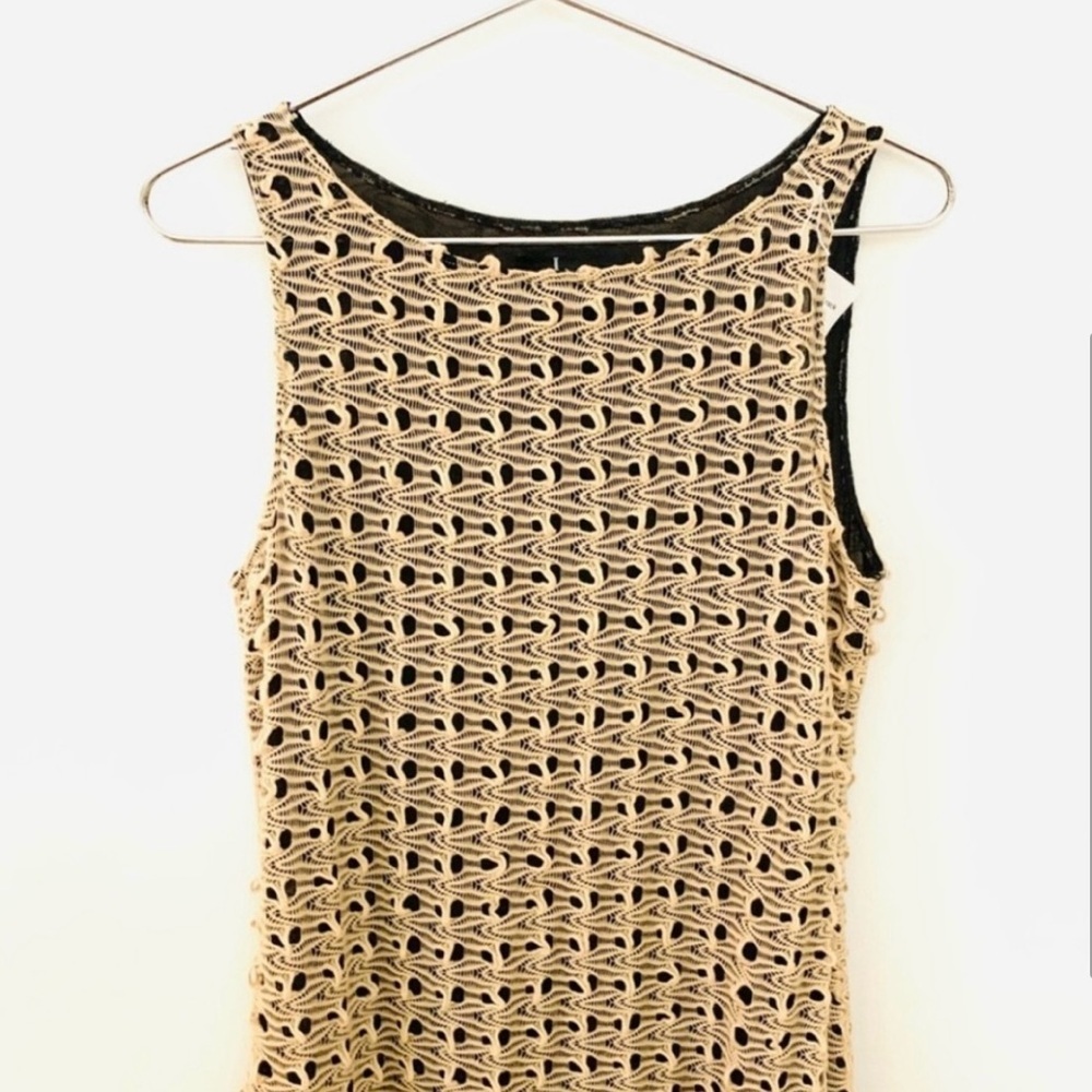 ALBERTO MAKALI Vintage
Crochet Fringe
Dress Black Lined Tan Openwork - Picture 2 of 8